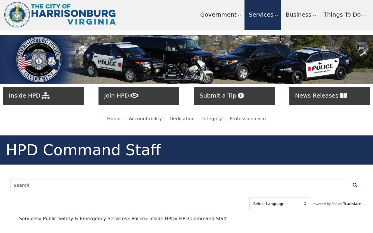 Harrisonburg Police command information connected to city criminal records
