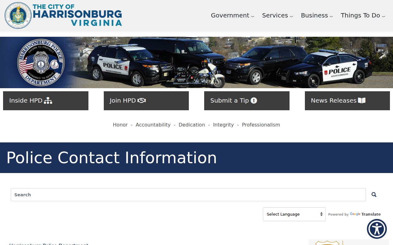 Harrisonburg criminal records contact information for the Public Safety Building