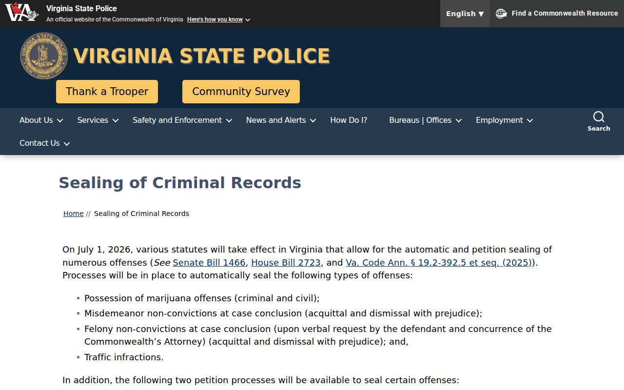 Harrisonburg City criminal records 2026 sealing process